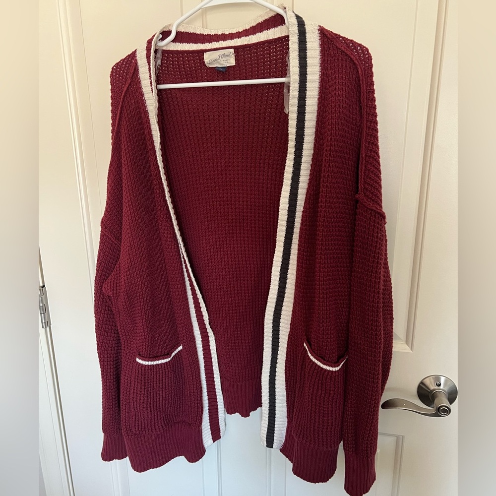 Burgundy Knit Cardigan XL